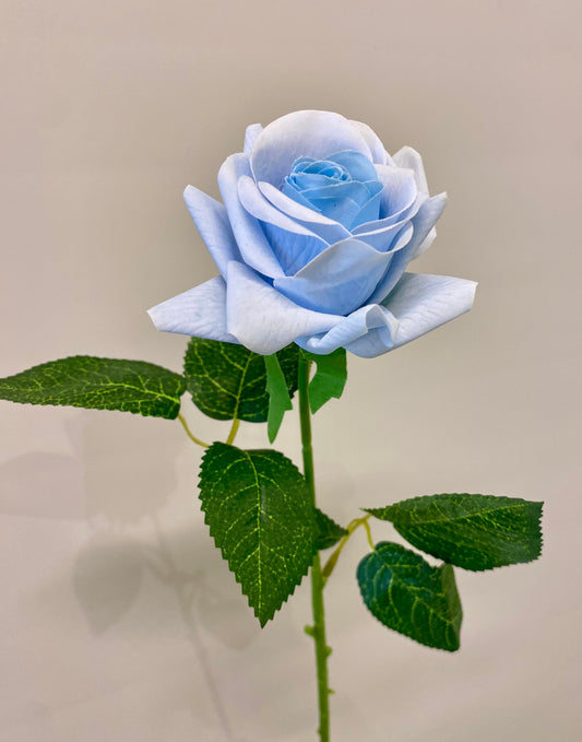 Real Touch  Blue Mini  Rose Single Stem Artificial Flower