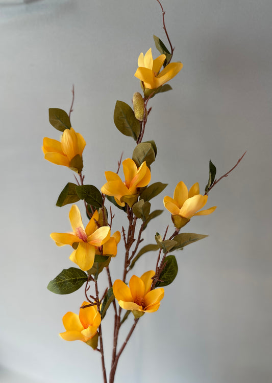 Yellow Magnolia Spray Single Stem Artificial Flowers Faux Flowers
