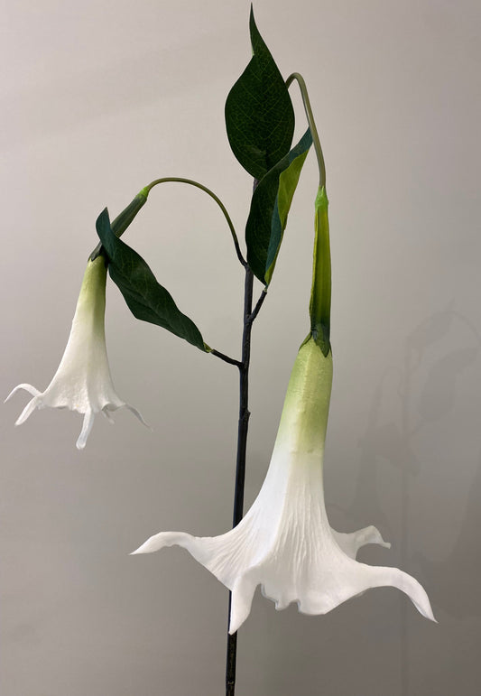 Real Touch White Trumpet Lily Single Stem Artificial Faux Flowers