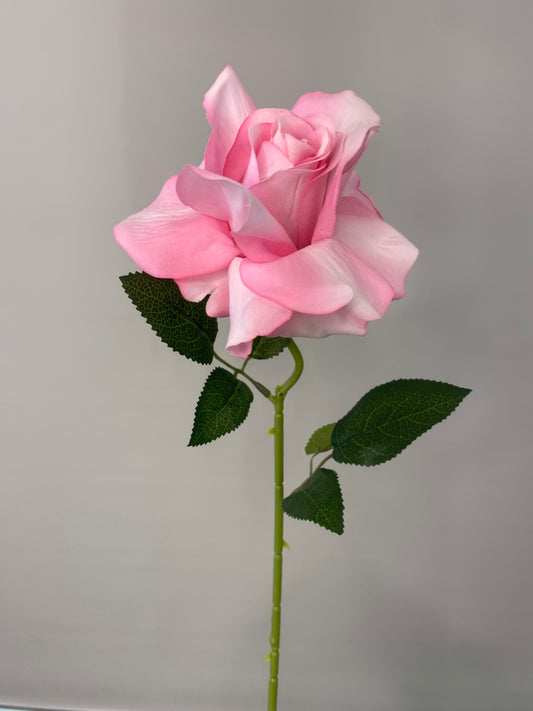 Pink Velvet Rose Single Stem Artificial Flower Faux Flower