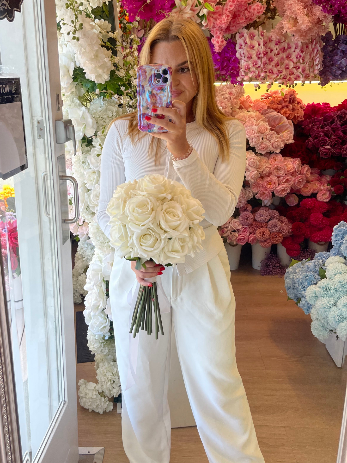 Catherine Phillips White Rose Wedding Bouquet