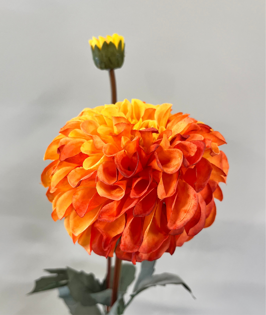 Orange Dahlia Spray Single Stem Artificial Flowers Faux Flowers