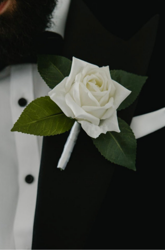 Wedding Buttonhole Artificial Flowers Boutonniere lola White Rose