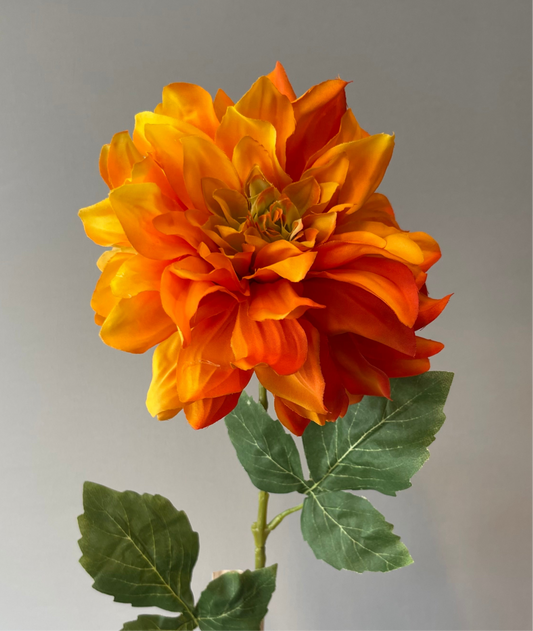 Orange Dahlia Single Stem  (Artificial flowers Faux Flowers)
