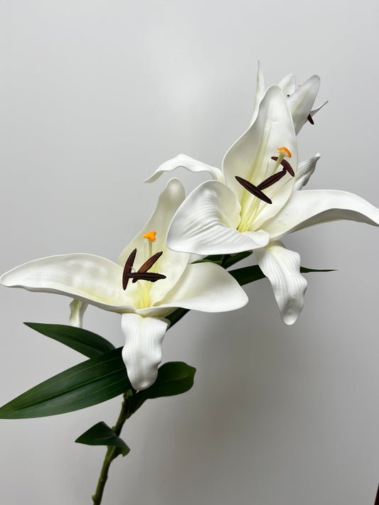 White Lily Spray Single Stem Artificial Flowers Faux Flowers