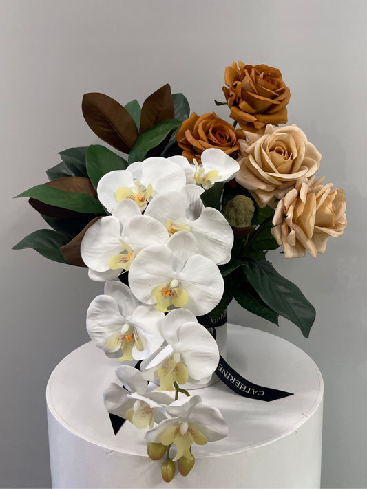 Victoria Rose Orchid Arrangement, Artificial Flowers Arrangement, Faux Flowers Arrangement