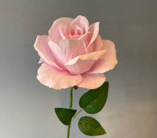 Light Pink Velvet Rose Single Stem Artificial Flower Faux Flower