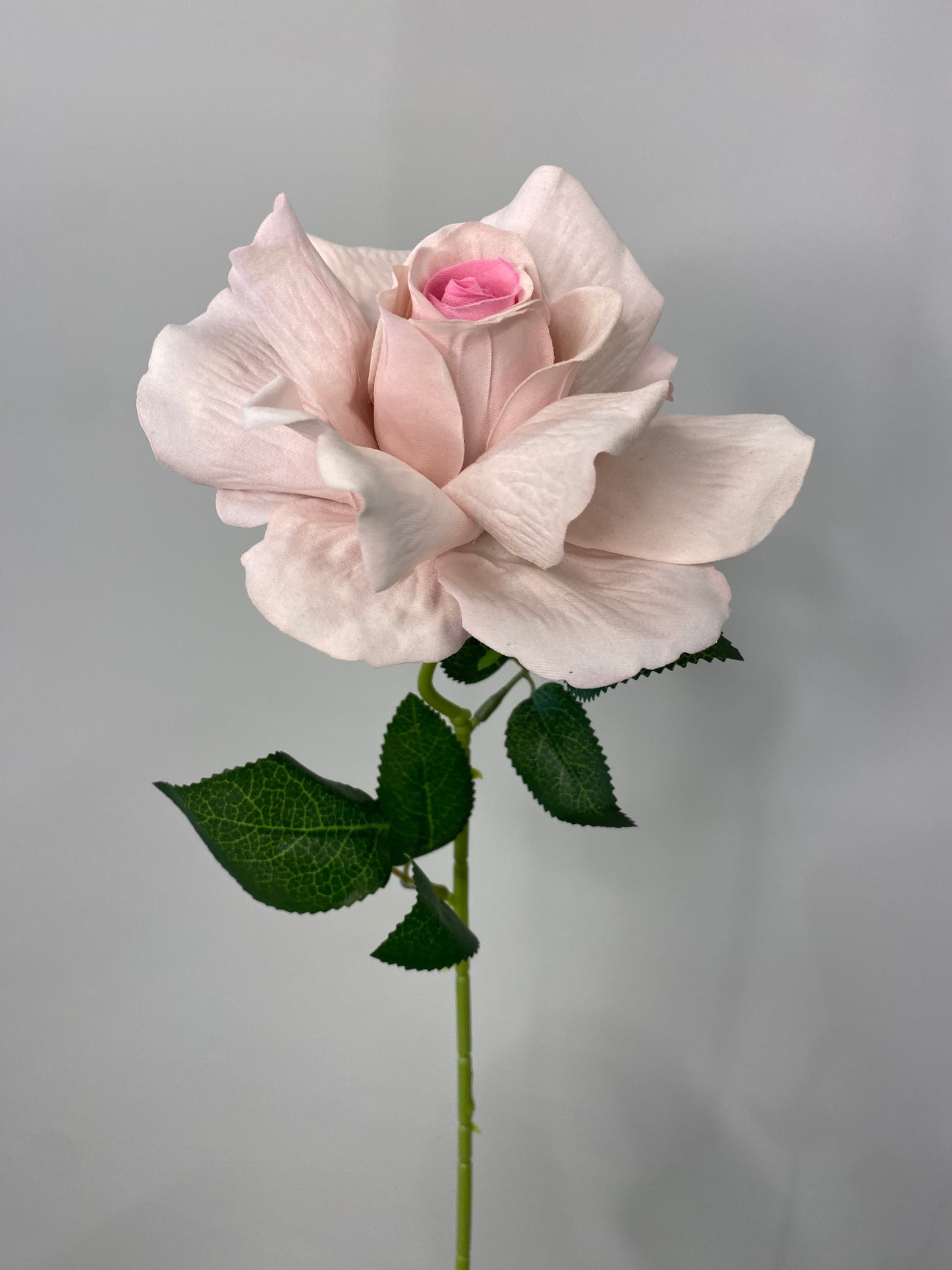 Light Pink Velvet Rose Single Stem Artificial Flower Faux Flower