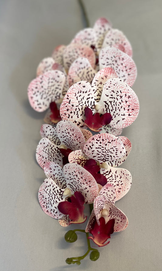 Spotty Burgundy Orchid Single Stem Artificial Flowers Faux Flowers