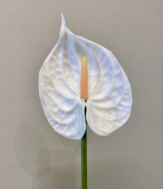 Real Touch White Anthurium Single Stem small Artificial Flower