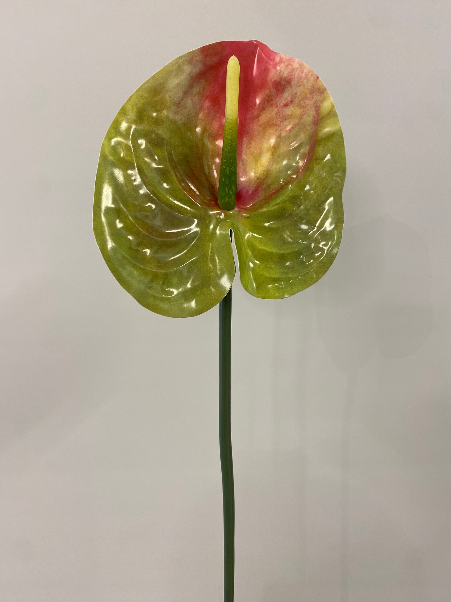 Green And Red Anthurium single stem Artificial Flowers Faux Flowers