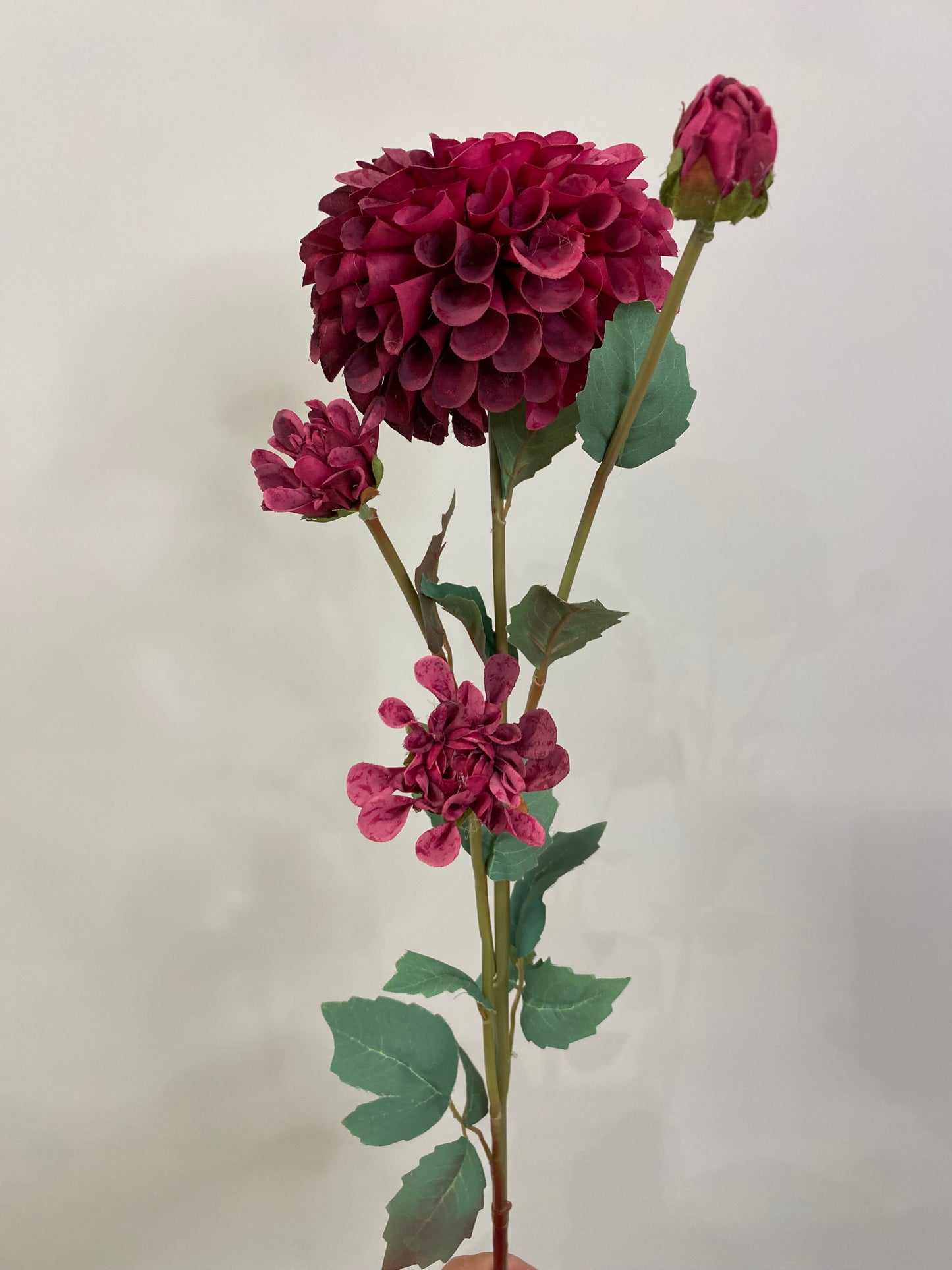 Burgundy Dahlia Spray Single Stem Artificial Flowers Faux Flowers