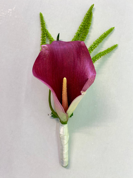 Buttonhole  Boutonniere  Burgundy Calla Lilly