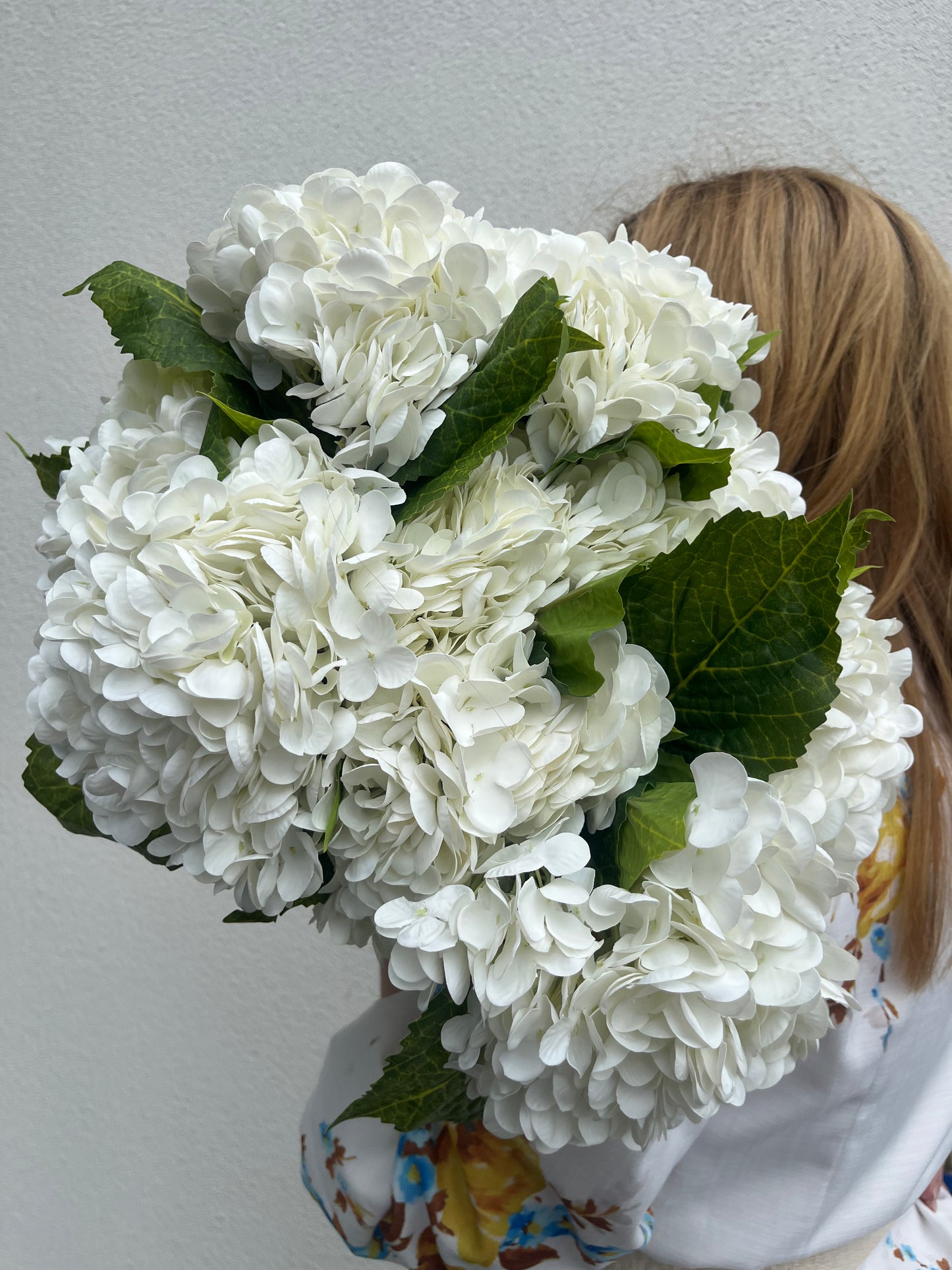 Real Touch White Hydrangea Single Stem - QI2 Artificial Flowers Faux Flowers
