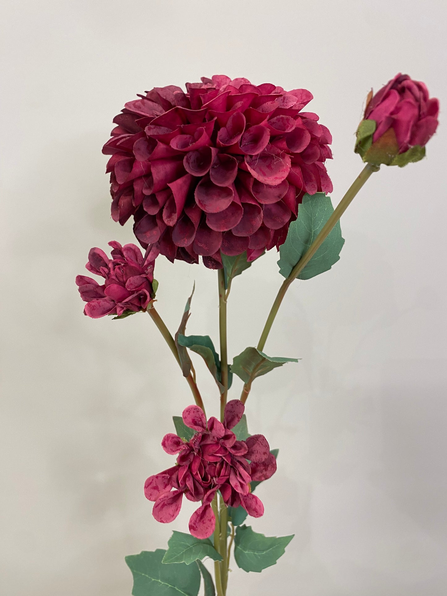 Burgundy Dahlia Spray Single Stem Artificial Flowers Faux Flowers