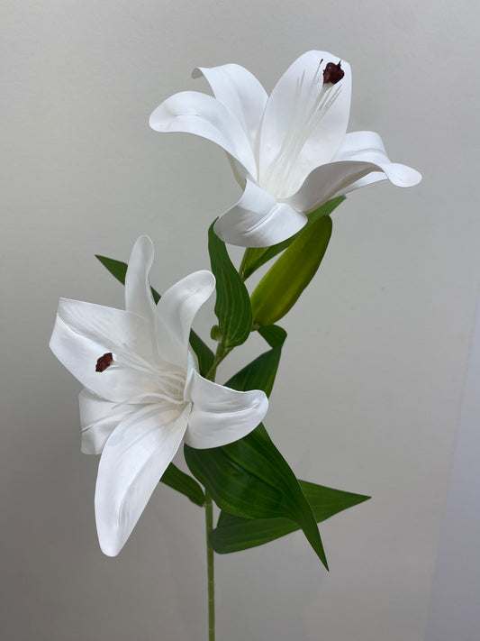 White Lily Spray Single Stem Artificial Faux Flowers