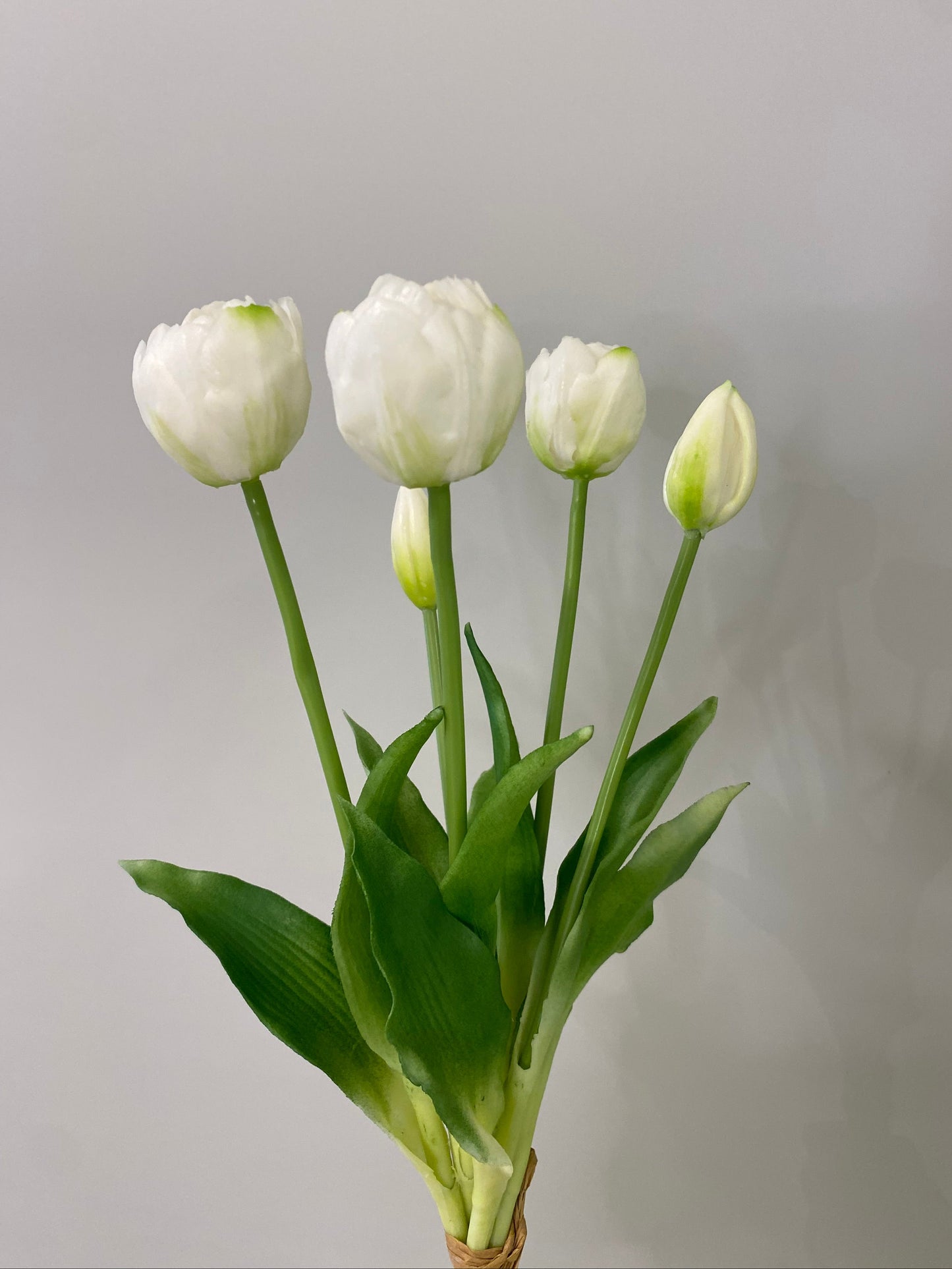 Real Touch Tulips White And Green Bunch Artificial  Faux Flowers