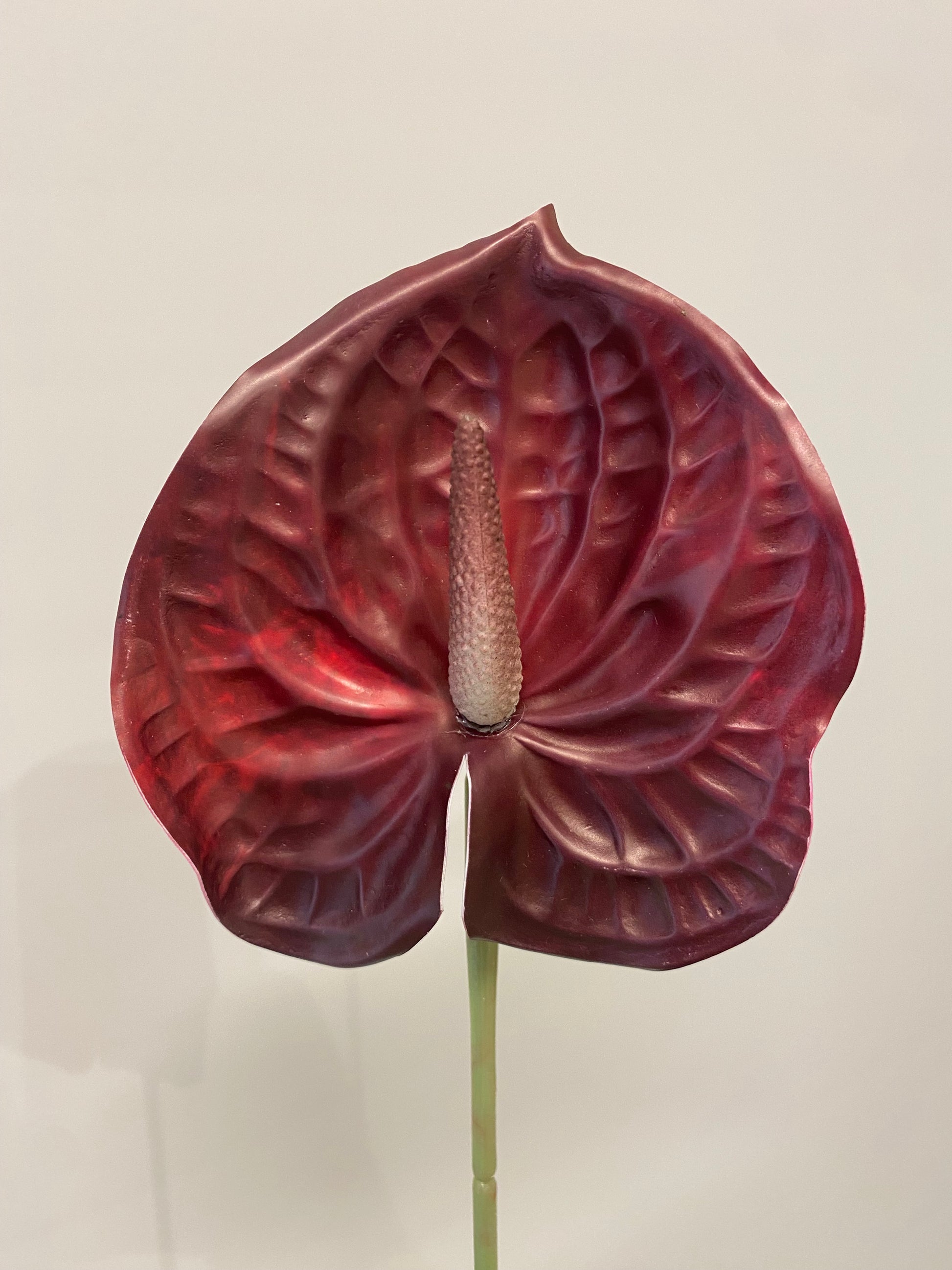 anthurium faux Burgundy Anthurium single stem Artificial Faux Flowers Small – Catherine Phillips Real Touch Artificial Flowers