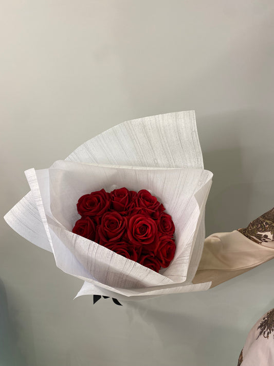 Valentine’s Day 12 Real Touch Long Stem Roses Artificial Flowers