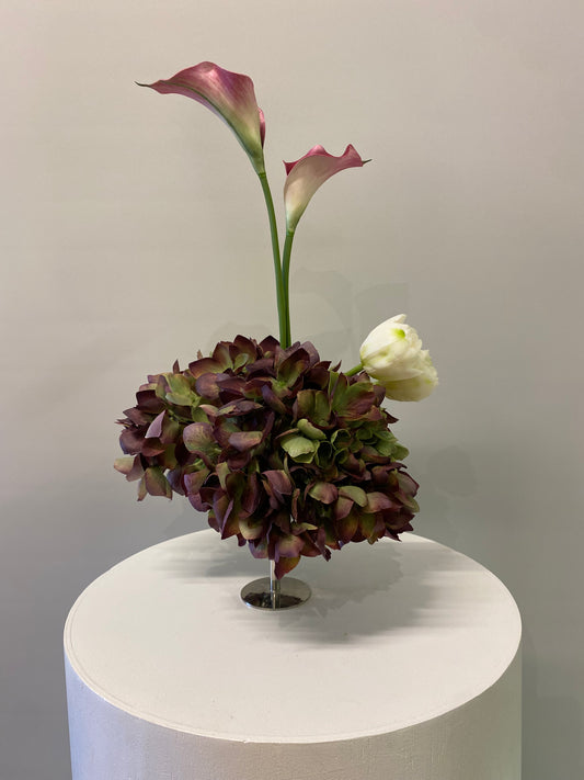 Green and Purple  Martini Wedding Bud Vase Arrangement