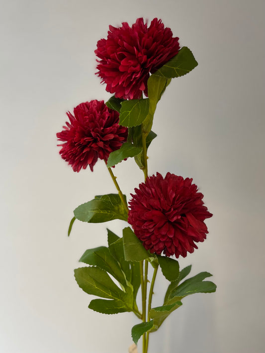 Wine Red Chrysanthemum Spray Single Stem Artificial Flower Faux Flower