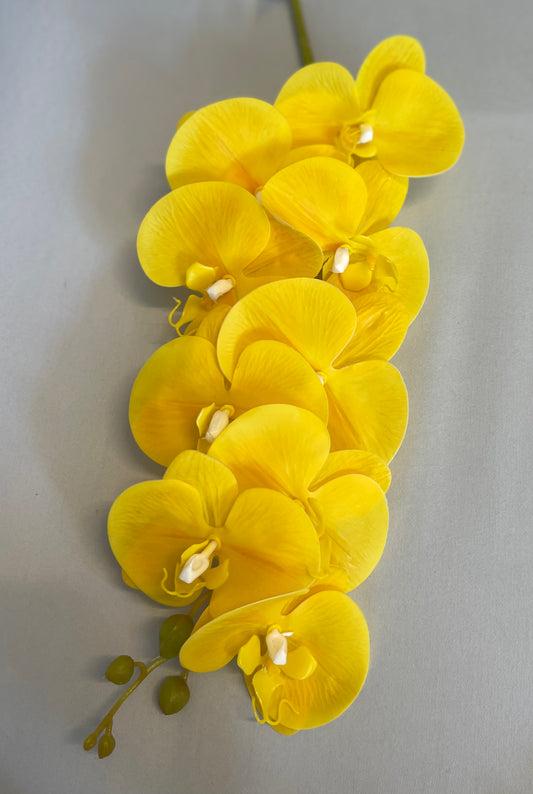 Yellow Orchid Single Stem Artificial Flowers Faux Flowers