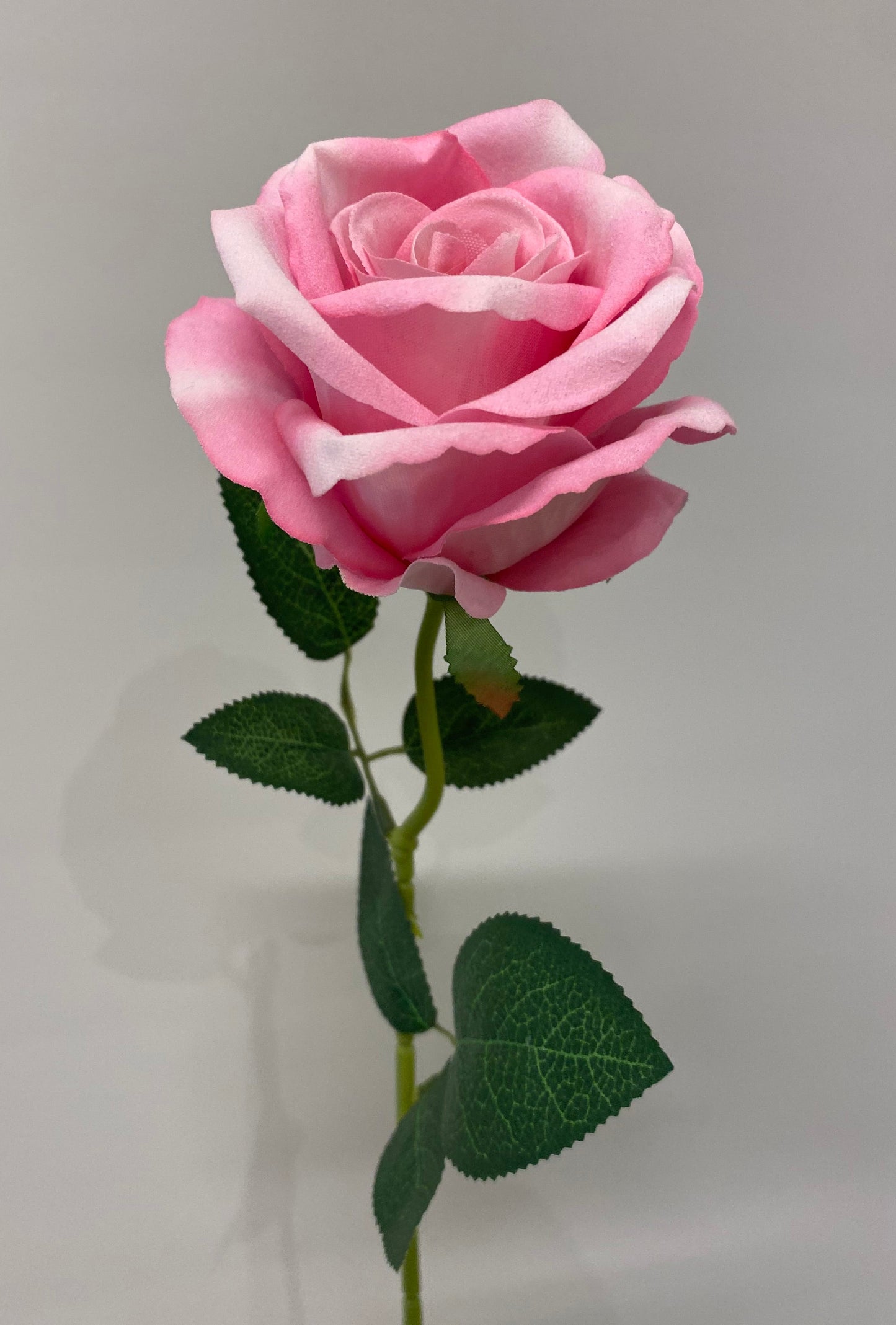 Pink Velvet Rose Single Stem Artificial Flower Faux Flower