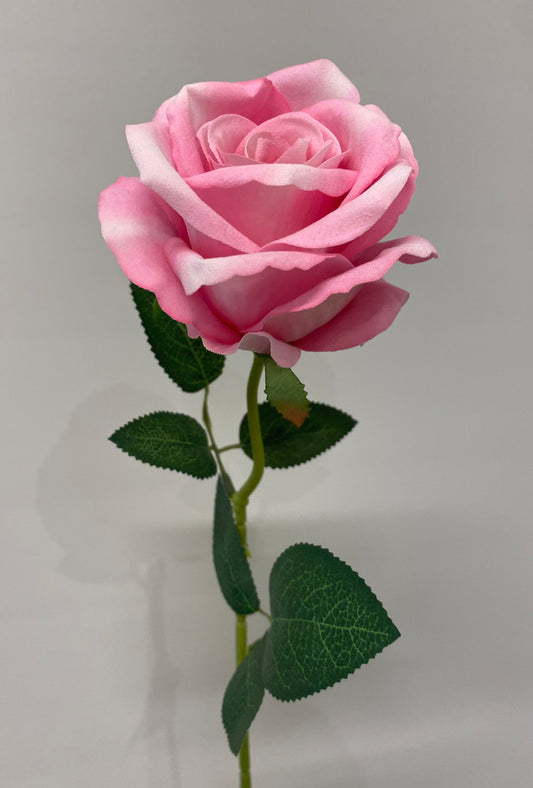 Pink Velvet Rose Single Stem Artificial Flower Faux Flower