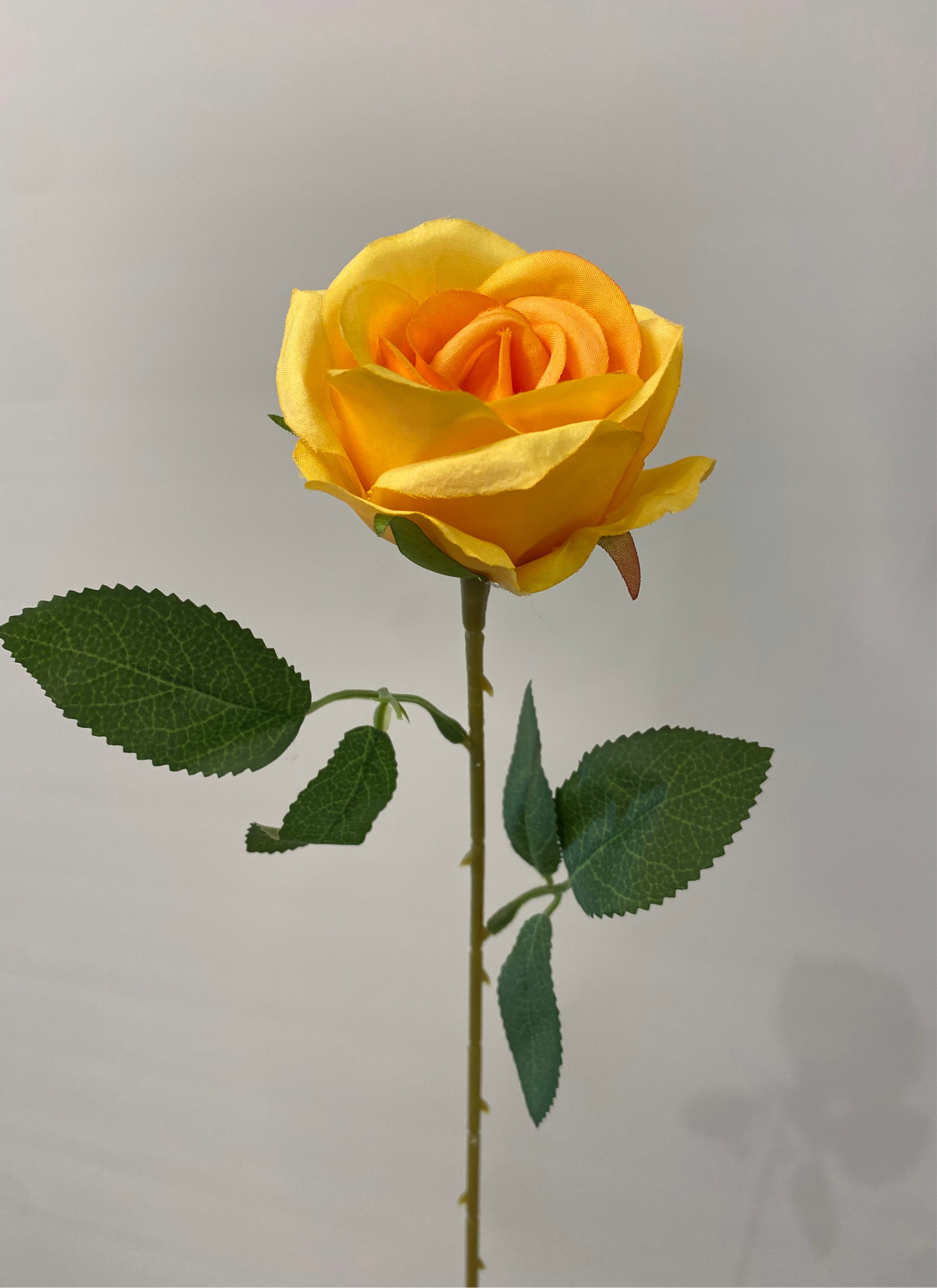 Yellow Mini Silk Rose Single Stem Artificial Flower Faux Flower