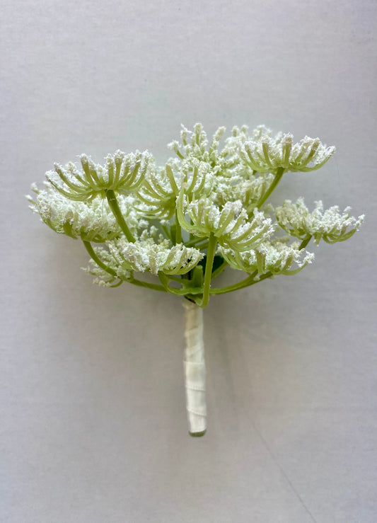 Queens Annes Laces Wedding Buttonhole Artificial Flowers Boutonniere