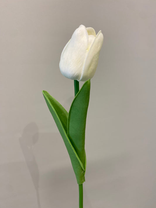 Real Touch Tulips White And Green Artificial Flowers