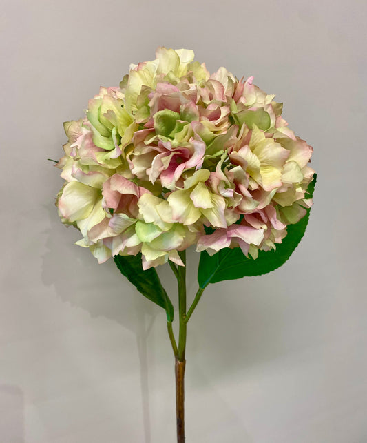 Green And Pink Hydrangea Single Stem Artificial Flower