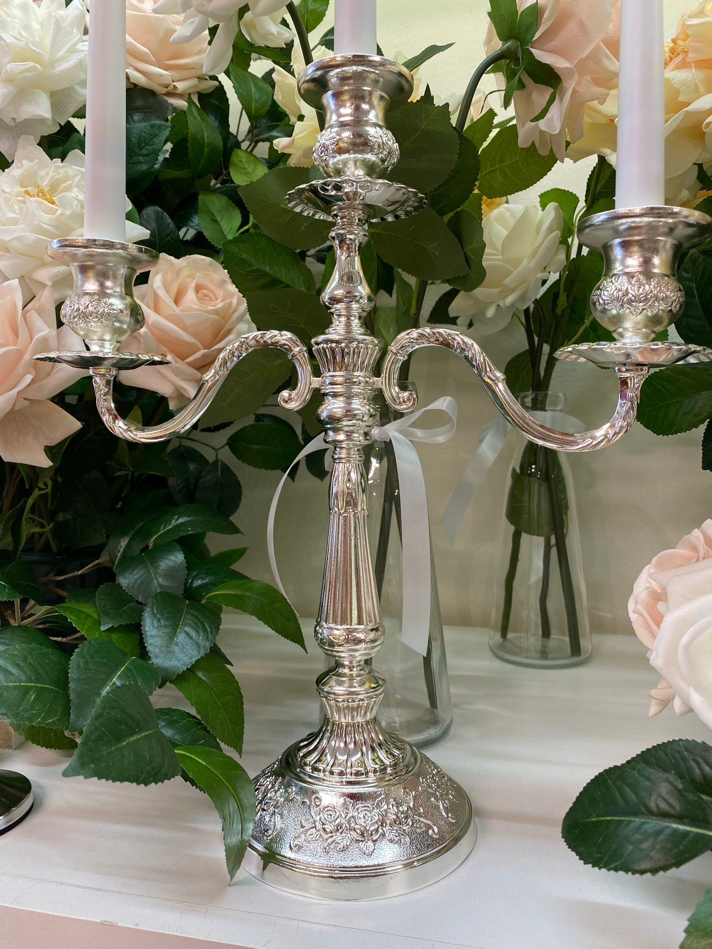 Hire 200 Assorted Silver/Gold Metal Candle Holders & White LED Taper Candles, Please Contact Us,