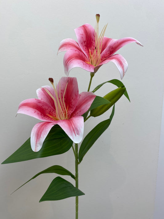 Pink  Lily Spray Single Stem Artificial Faux Flowers