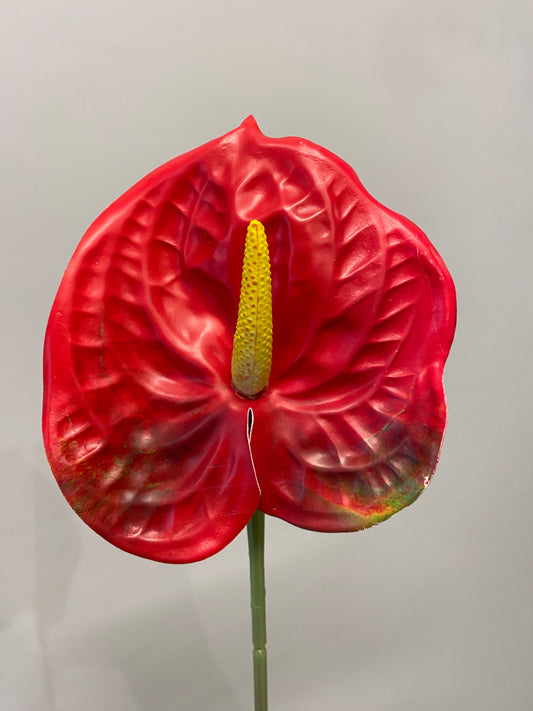 Red And Green Anthurium Single Stem Artificial Flowers Small