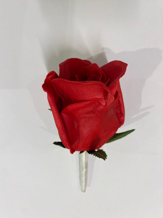 Red Celine Rose Bud  Buttonhole