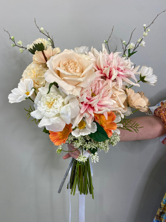 Catherine Phillips, Gabby’s Orange  Pink & White Wedding Bouquet