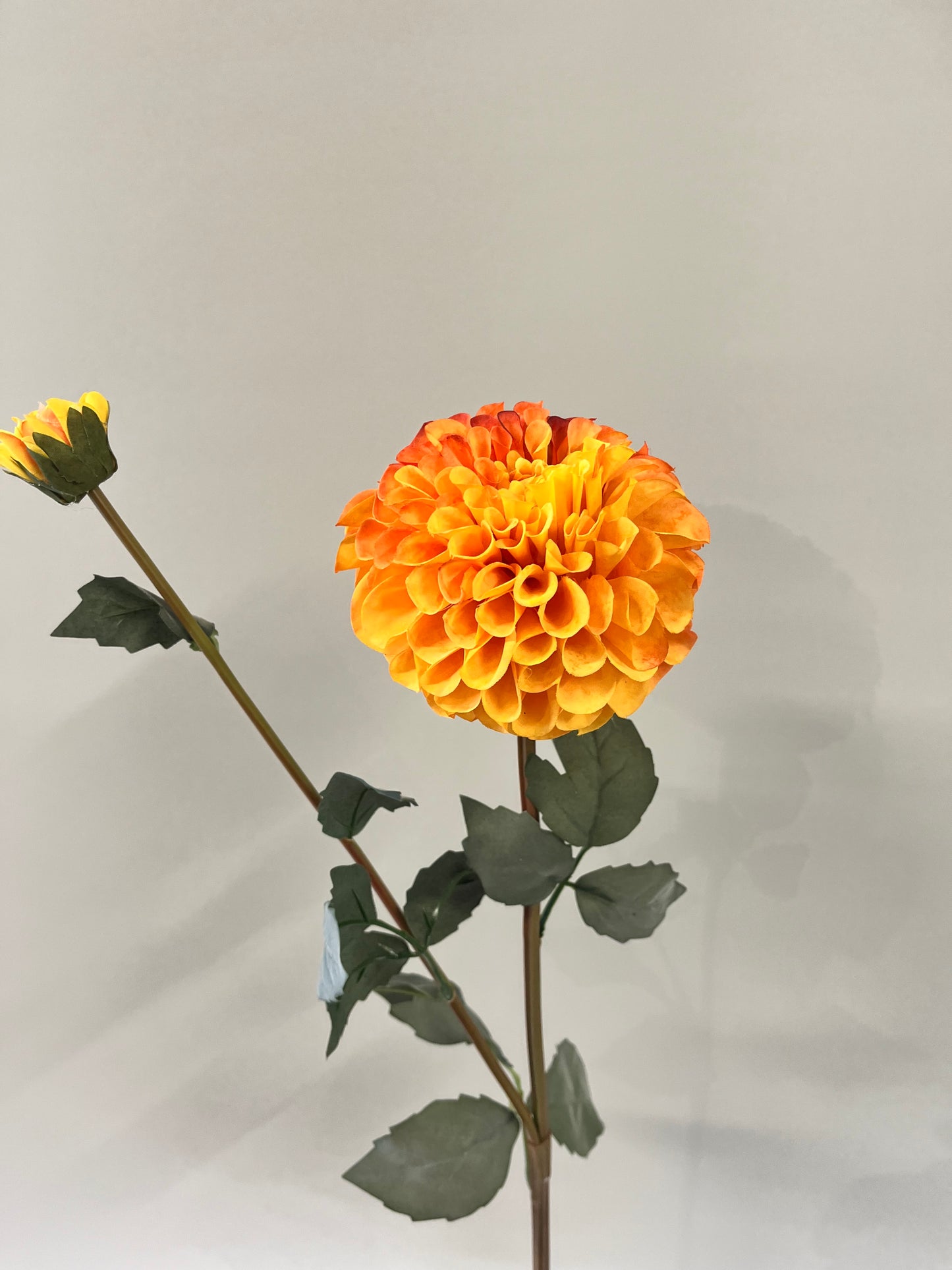 Orange Dahlia Spray Single Stem Artificial Flowers Faux Flowers