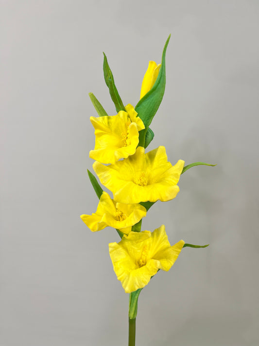 Yellow Real Touch Gladiolus Single Stem Artificial Flowers Faux Flowers