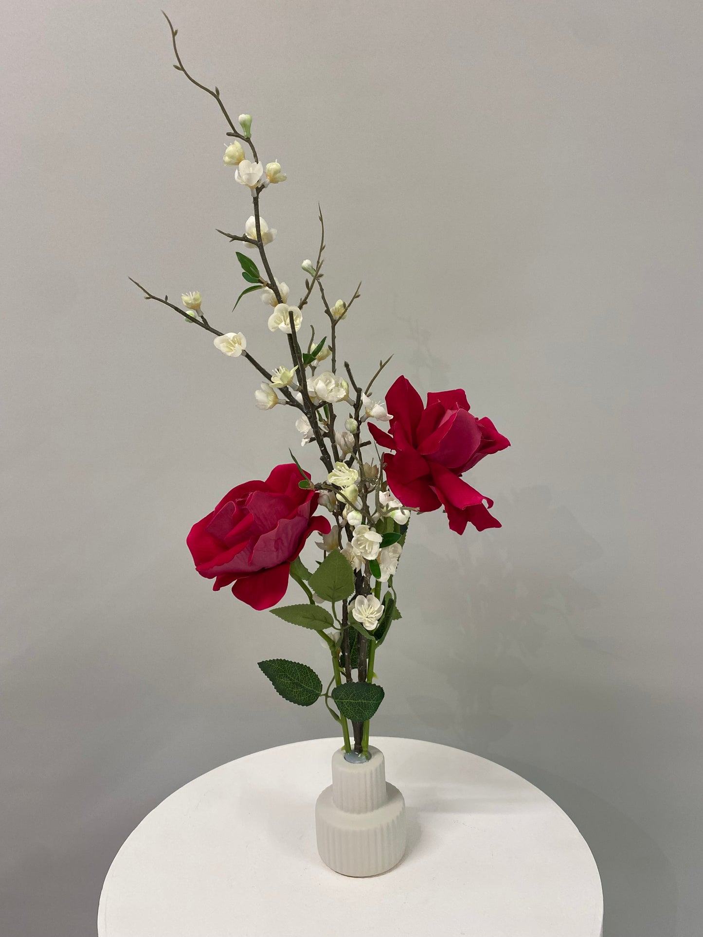 Red Rose peach blossom wedding table bud vase