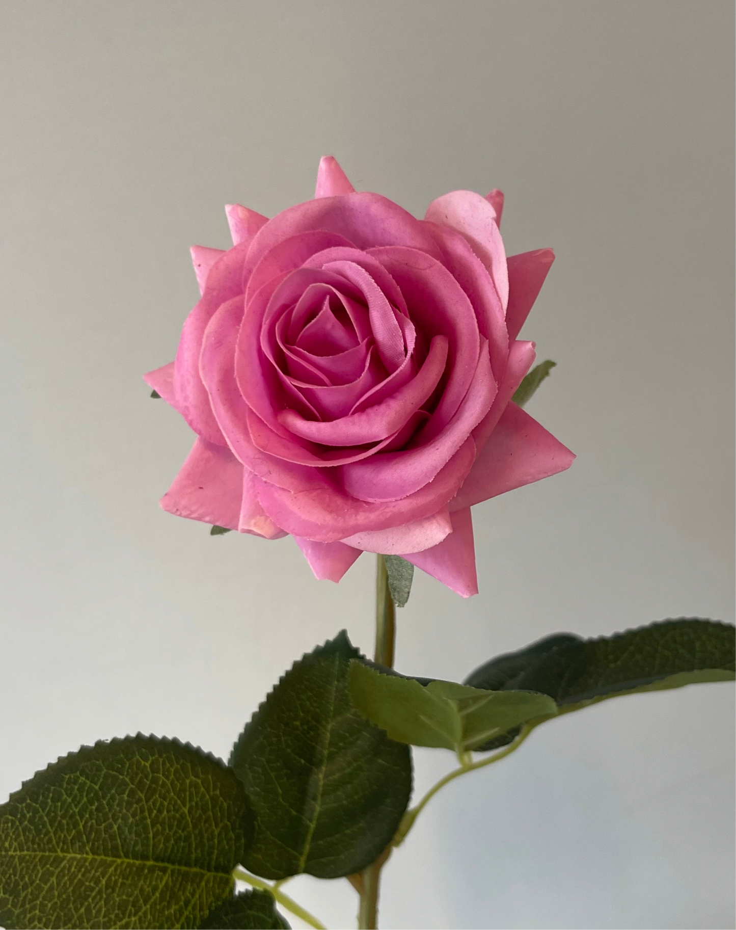 Mini Bright Pink Rose Real Touch Artificial Flower Faux Flower