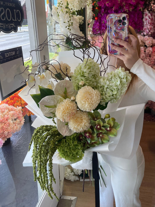 Lila Artificial Flowers Faux Flowers Wrapped Bouquet Arrangement