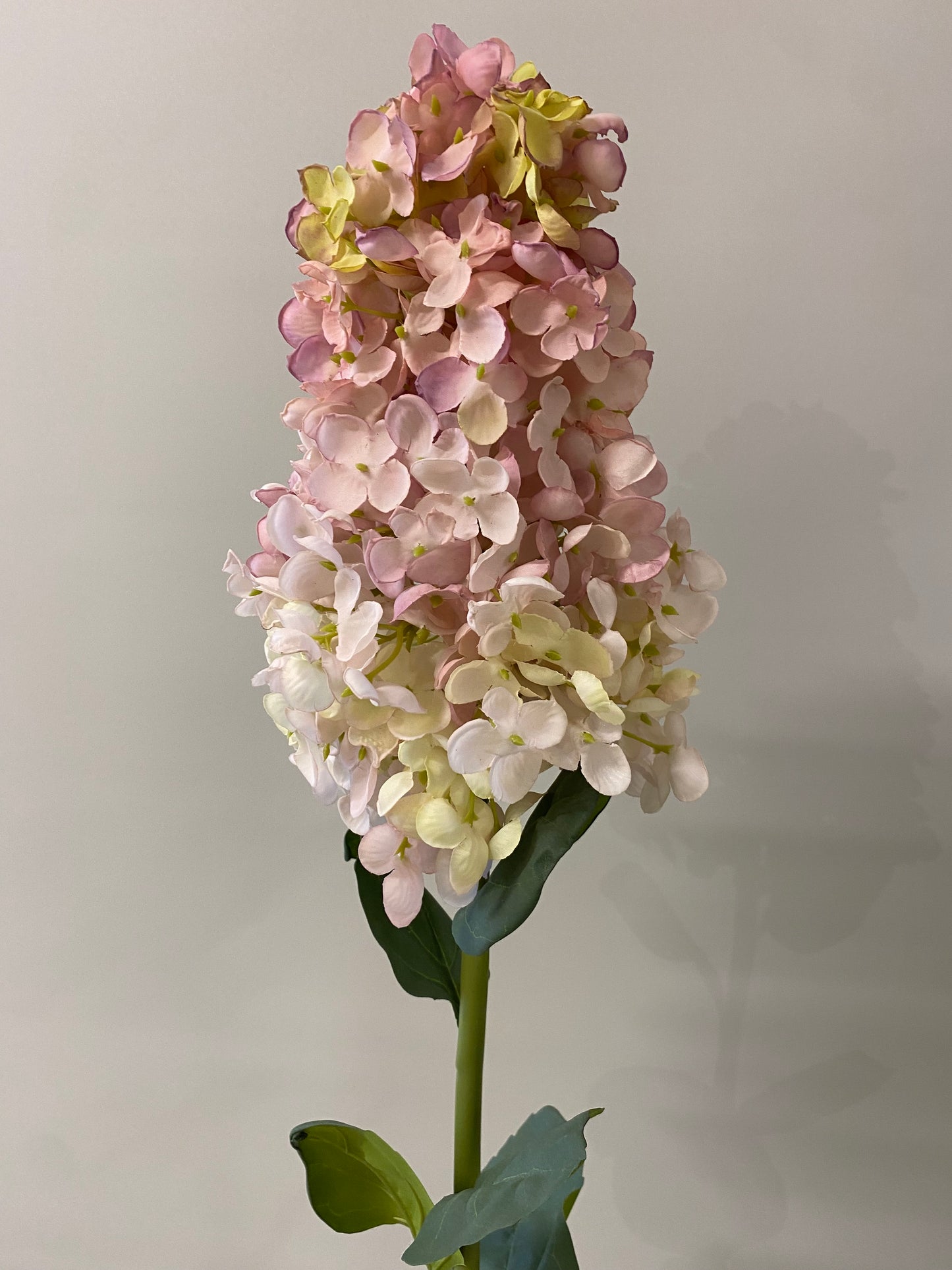 Pink And Green Paniculata Hydrangea Cone  Single Stem Artificial Faux Flowers