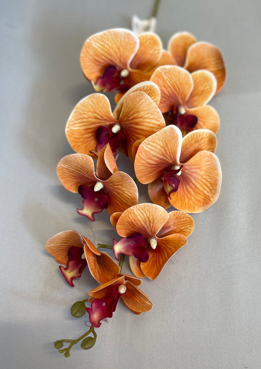 Orange Orchid Single Stem Artificial Flowers Faux Flowers