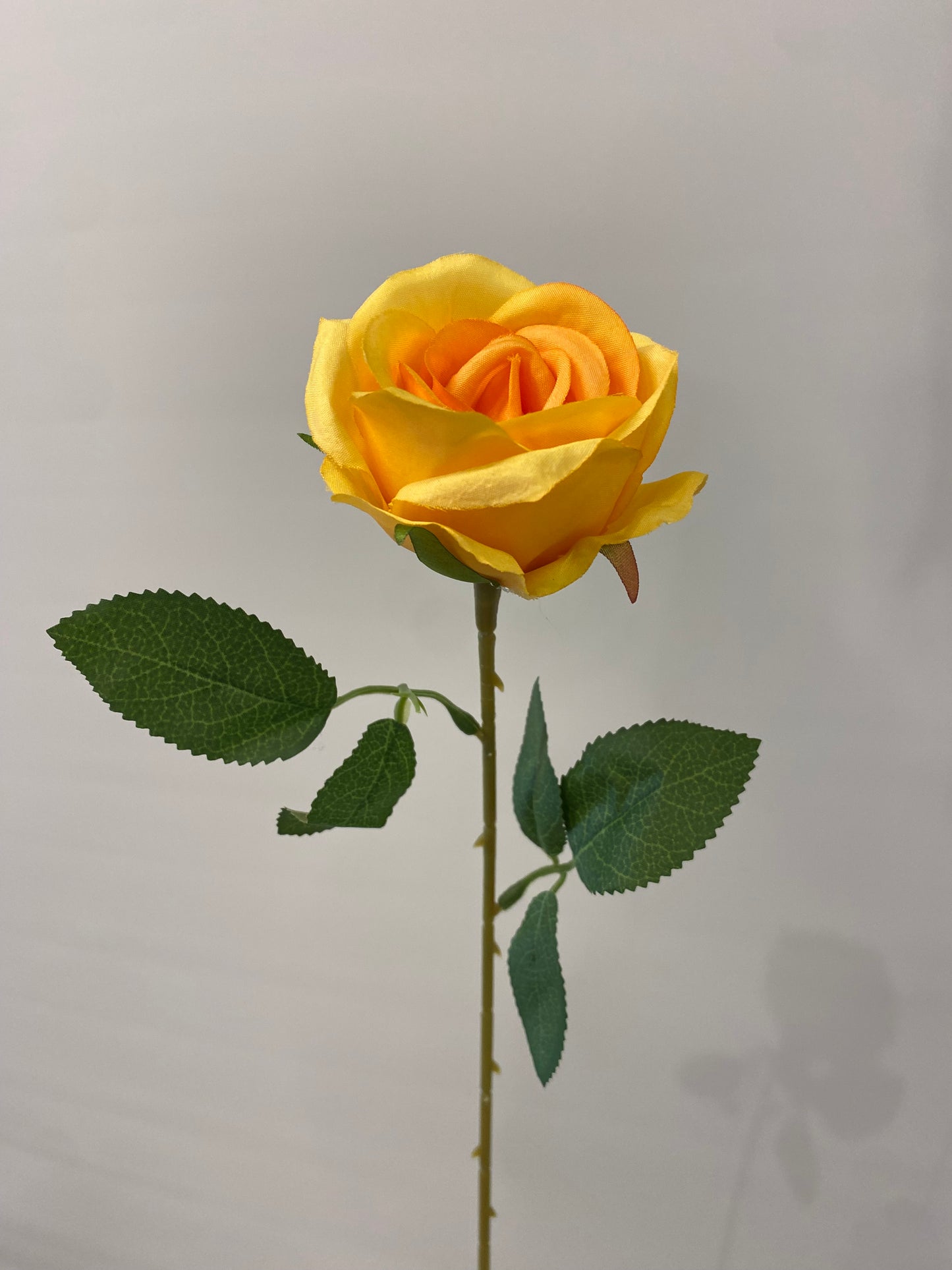 Yellow Mini Silk Rose Single Stem Artificial Flower Faux Flower