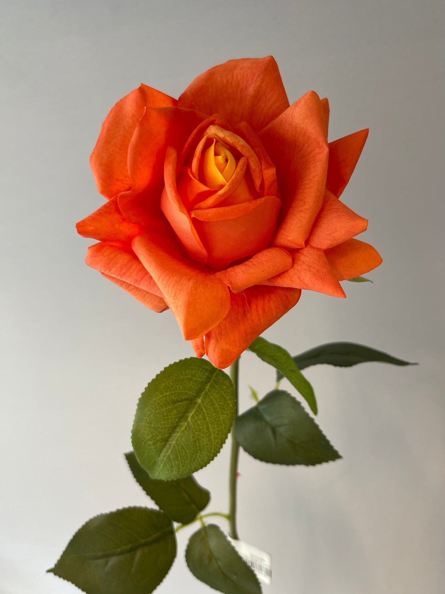 Real Touch Bright Orange Tiarna Rose Single Stem Artificial Flowers Faux Flowers