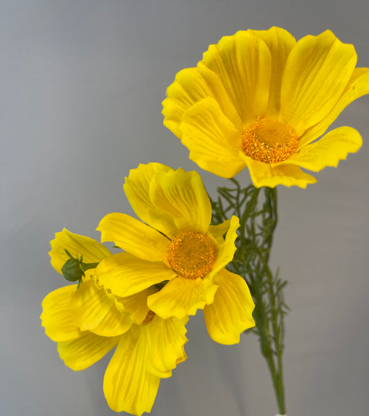 Real Touch Yellow Cosmos Spray Single Stem  Artificial Flowers Faux Flowers