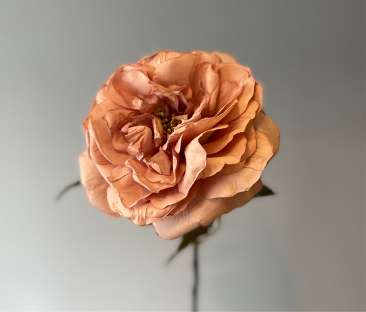 Peach Livia Queen Rose Single Stem Artificial Flowers Faux Flowers