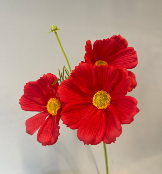 Real Touch Red Cosmos Spray Single Stem Artificial Flowers Faux Flowers