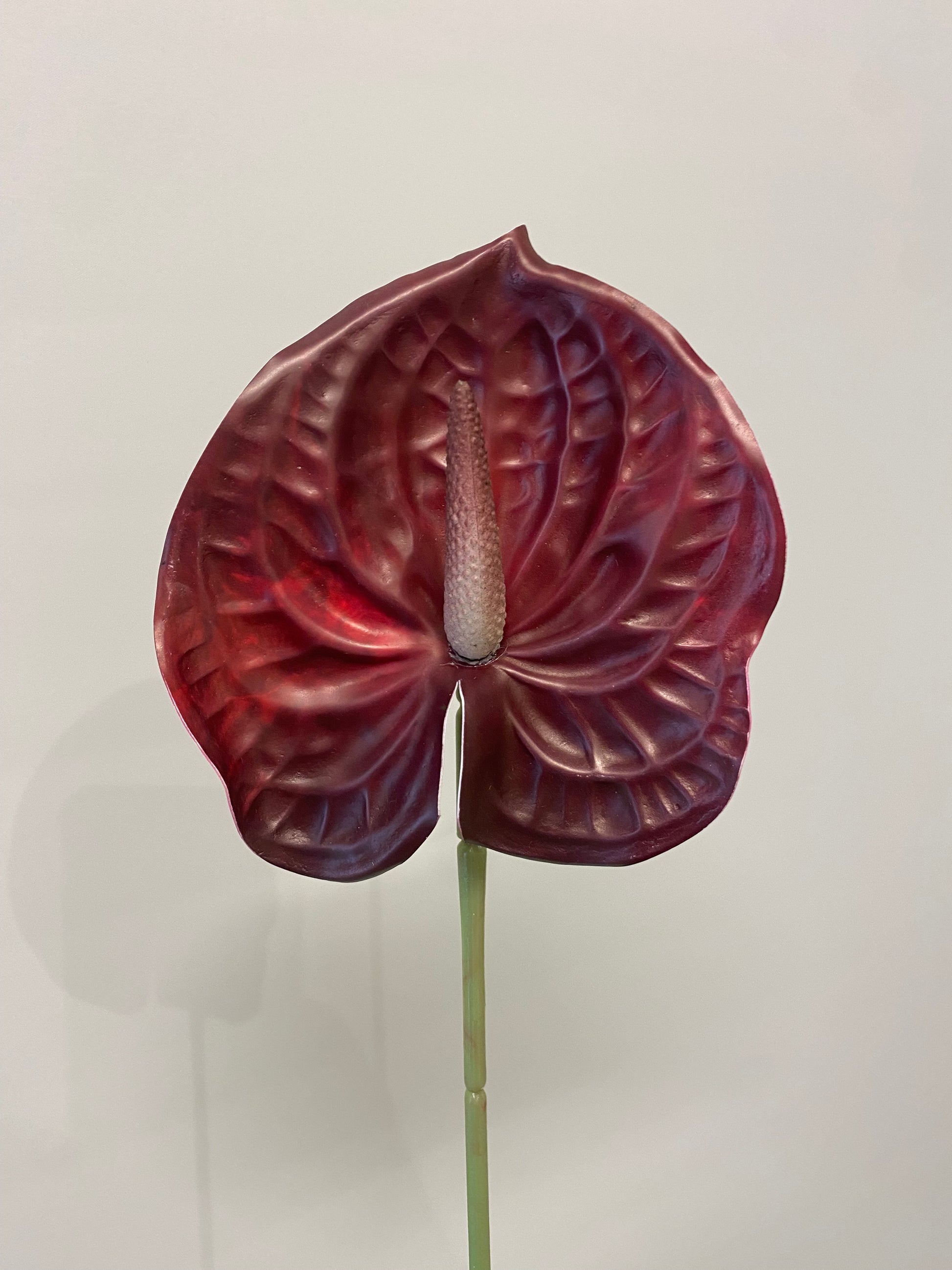 anthurium maroon Burgundy Anthurium single stem Artificial Faux Flowers Small – Catherine Phillips Real Touch Artificial Flowers